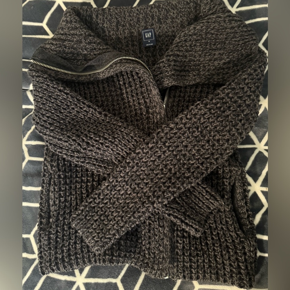 GAP Dark Grey Knit Zip-Up Sweater